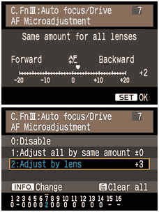 Canon 1D3 - af micoadjustment menu