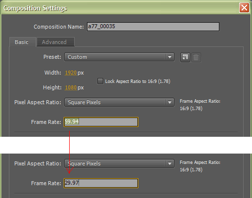 After Effects - Frame rate