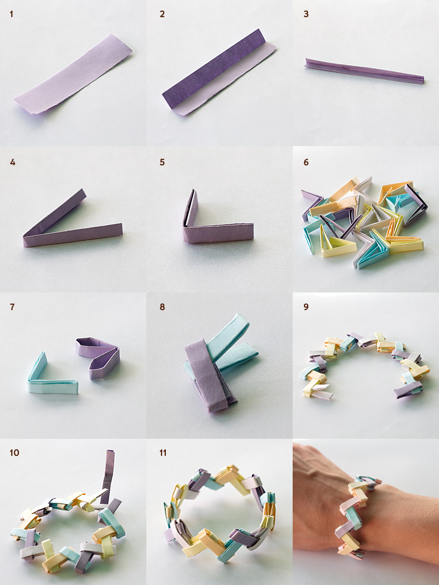 Браслет из цветной бумаги - пошаговая инструкция детям - рукоделие