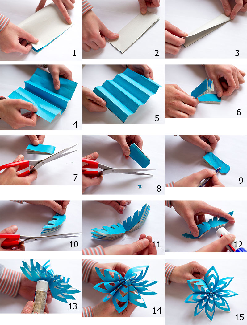 Как сделать объемную снежинку из бумаги своими руками пошагово