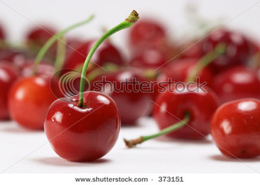 Cherries on white background